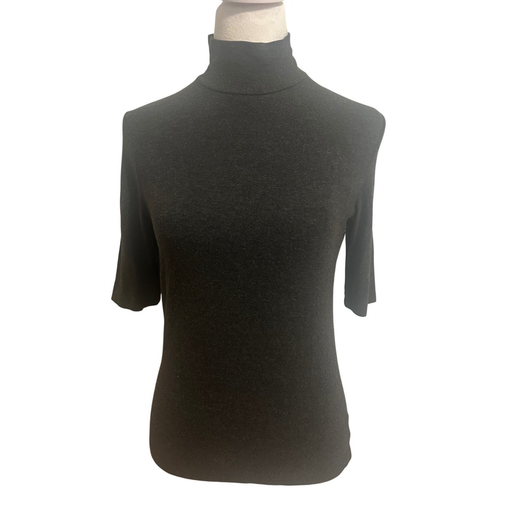Vtg Lauren Ralph Lauren mock neck gray half sleeve Carolyn Bessette Kennedy top